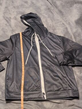 Cute Dino Black Hooded Zip-Up Jacket with White Drawstrings 2XL